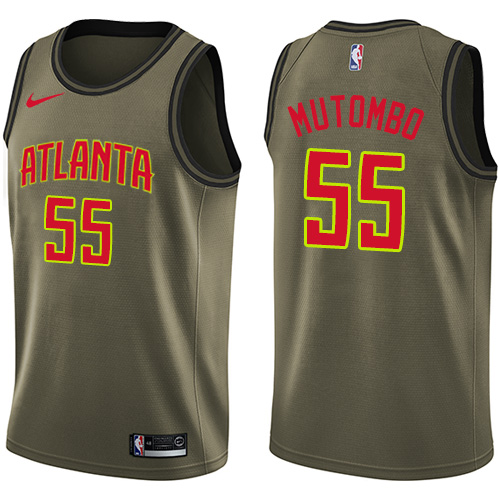 Nike Hawks #55 Dikembe Mutombo Green Salute to Service NBA Swingman Jersey Nike Hawks #55 Dikembe Mutombo Green Salute to Service NBA Swingman Jersey
