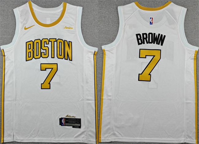 Men's Boston Celtics #7 Jaylen Brown White 2025-26 City Edition Stitched Basketball Jersey Men's Boston Celtics #7 Jaylen Brown White 2025-26 City Edition Stitched Basketball Jersey
