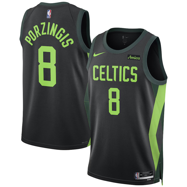 Men's Boston Celtics #8 Kristaps Porzi??is Black 2024 25 City Edition Stitched Basketball Jersey Men's Boston Celtics #8 Kristaps Porzi??is Black 2024 25 City Edition Stitched Basketball Jersey