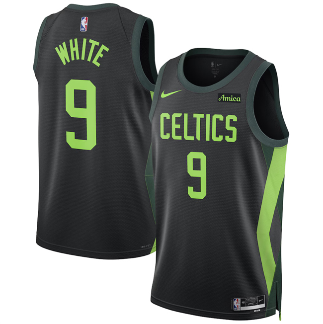Men's Boston Celtics #9 Derrick White Black 2024 25 City Edition Stitched Basketball Jersey Men's Boston Celtics #9 Derrick White Black 2024 25 City Edition Stitched Basketball Jersey