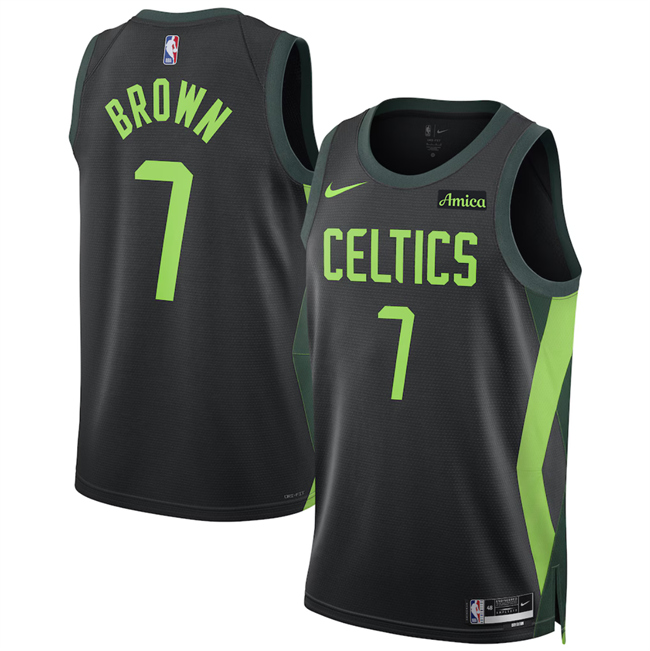 Men's Boston Celtics #7 Jaylen Brown Black 2024 25 City Edition Stitched Basketball Jersey Men's Boston Celtics #7 Jaylen Brown Black 2024 25 City Edition Stitched Basketball Jersey