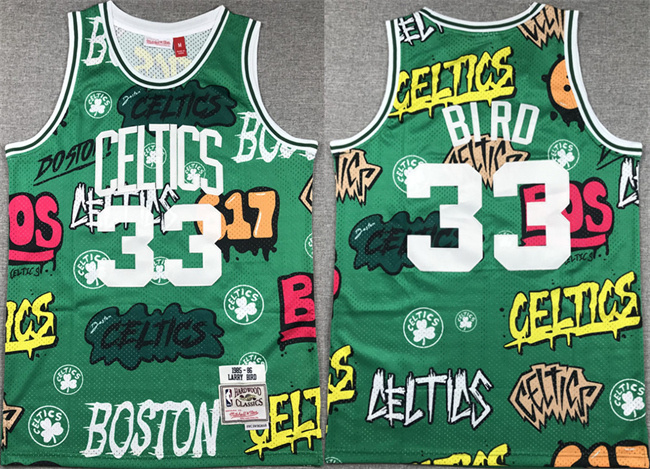 Men's Boston Celtics #33 Larry Bird Green 1995-96 Throwback Stitched Jersey Men's Boston Celtics #33 Larry Bird Green 1995-96 Throwback Stitched Jersey