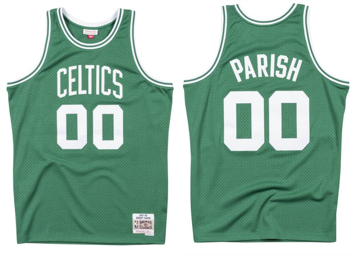 Men's Boston Celtics #00 Robert Parish Green 1985-86 Throwback Stitched Jersey Men's Boston Celtics #00 Robert Parish Green 1985-86 Throwback Stitched Jersey
