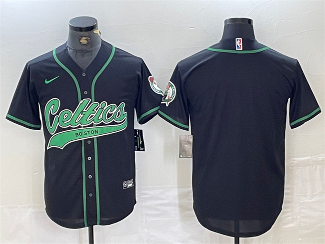 Men's Boston Celtics Blank Black Stitched Baseball Jersey Men's Boston Celtics Blank Black Stitched Baseball Jersey