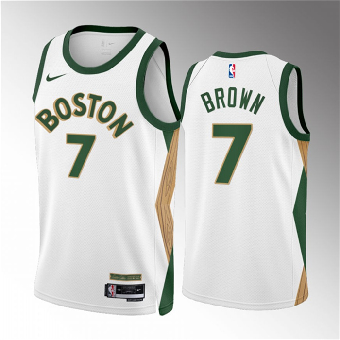 Men's Boston Celtics #7 Jaylen Brown White 2023 24 City Edition Stitched Basketball Jersey Men's Boston Celtics #7 Jaylen Brown White 2023 24 City Edition Stitched Basketball Jersey