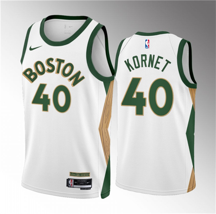 Men's Boston Celtics #40 Luke Kornet White 2023 24 City Edition Stitched Basketball Jersey Men's Boston Celtics #40 Luke Kornet White 2023 24 City Edition Stitched Basketball Jersey