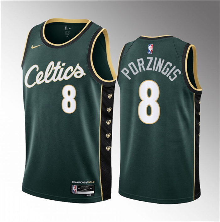 Men's Boston Celtics #8 Kristaps Porzingis Green 2023 Draft City Edition Stitched Basketball Jersey Men's Boston Celtics #8 Kristaps Porzingis Green 2023 Draft City Edition Stitched Basketball Jersey