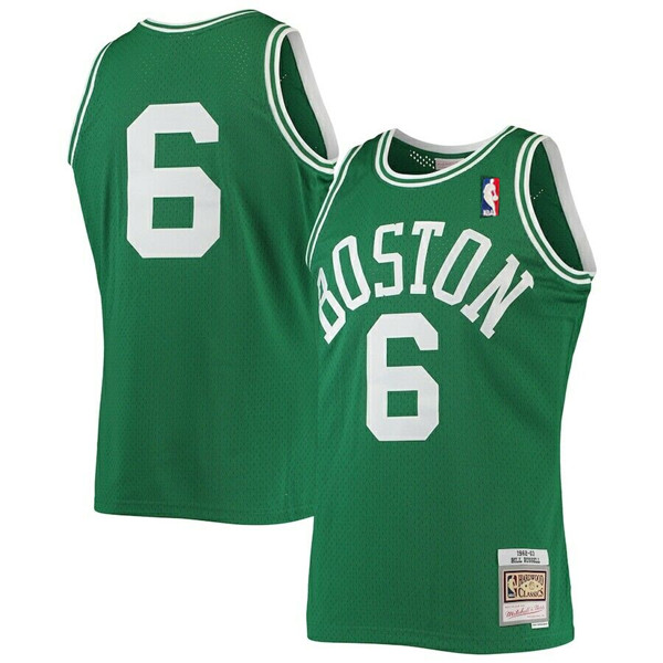 Men's Boston Celtics #6 Bill Russell 1962-63 Mitchell & Ness Green Swingman Stitched Jersey Men's Boston Celtics #6 Bill Russell 1962-63 Mitchell & Ness Green Swingman Stitched Jersey