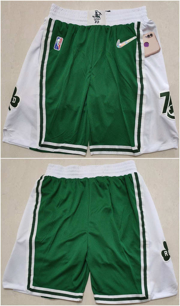 Men's Boston Celtics Green White 75th Anniversary Shorts (Run Small) Men's Boston Celtics Green White 75th Anniversary Shorts (Run Small)