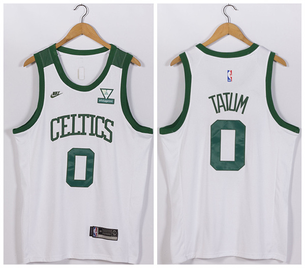 Men's Boston Celtics #0 Jayson Tatum White Vistaprint Patch Stitched Jersey Men's Boston Celtics #0 Jayson Tatum White Vistaprint Patch Stitched Jersey