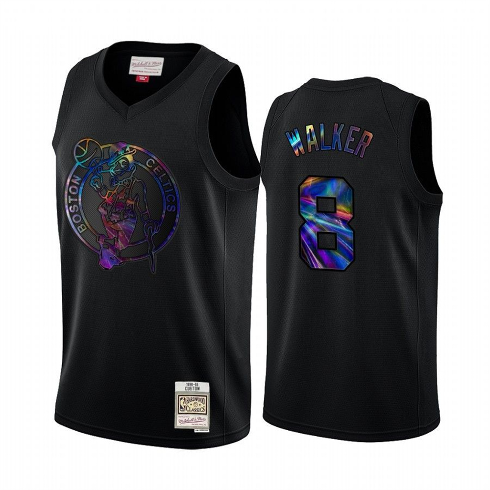 Mitchell and Ness Celtics #8 Kemba Walker Men's Iridescent HWC Limited NBA Jersey - Black Mitchell and Ness Celtics #8 Kemba Walker Men's Iridescent HWC Limited NBA Jersey - Black