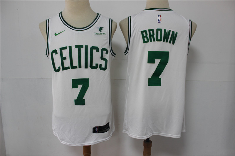 Men's Boston Celtics #7 Jaylen Brown White 2021 Nike Swingman Stitched NBA Jersey With NEW Sponsor Logo Men's Boston Celtics #7 Jaylen Brown White 2021 Nike Swingman Stitched NBA Jersey With NEW Sponsor Logo