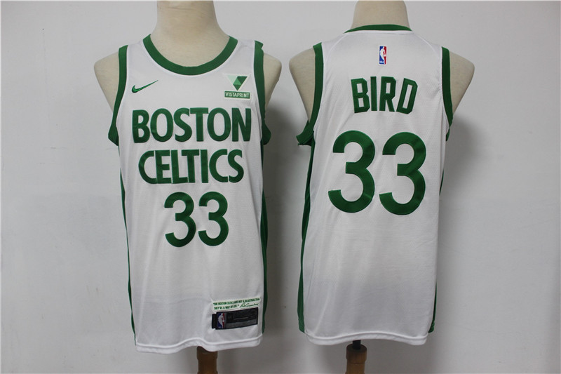 Men's Boston Celtics #33 Larry Bird White 2021 Nike City Edition Swingman Stitched NBA Jersey With The Sponsor Logo Men's Boston Celtics #33 Larry Bird White 2021 Nike City Edition Swingman Stitched NBA Jersey With The Sponsor Logo
