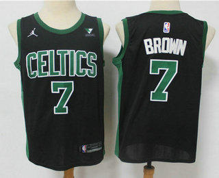 Men's Boston Celtics #7 Jaylen Brown Black 2021 Brand Jordan Swingman Stitched NBA Jersey With NEW Sponsor Logo Men's Boston Celtics #7 Jaylen Brown Black 2021 Brand Jordan Swingman Stitched NBA Jersey With NEW Sponsor Logo