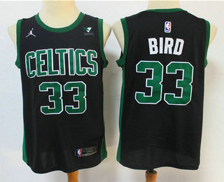 Men's Boston Celtics #33 Larry Bird Black 2021 Brand Jordan Swingman Stitched NBA Jersey With NEW Sponsor Logo Men's Boston Celtics #33 Larry Bird Black 2021 Brand Jordan Swingman Stitched NBA Jersey With NEW Sponsor Logo