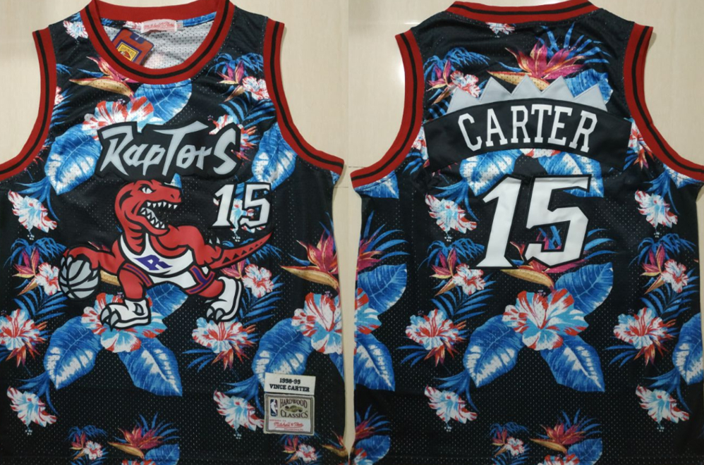 Raptors 15 Vince Carter Black 1998-99 Hardwood Classics Floral Fashion Swingman Jersey Raptors 15 Vince Carter Black 1998-99 Hardwood Classics Floral Fashion Swingman Jersey