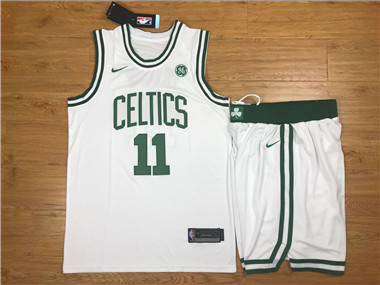 Nike Celtics #11 Kyrie Irving White Swingman Jersey(With Shorts)