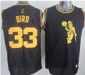 Boston Celtics #33 Larry Bird Black Precious Metals Fashion Stitched NBA Jersey