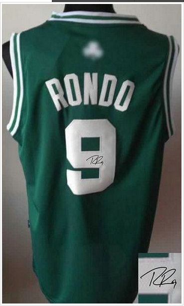 Boston Celtics Revolution 30 Autographed #9 Rajon Rondo Green(White No.) Stitched NBA Jersey