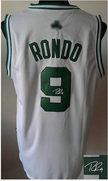 Boston Celtics Revolution 30 Autographed #9 Rajon Rondo White Stitched NBA Jersey