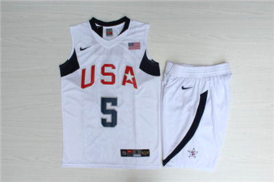 Team USA Basketball 5 Jason Kidd White Nike Stitched Jersey(With Shorts) Team USA Basketball 5 Jason Kidd White Nike Stitched Jersey(With Shorts)