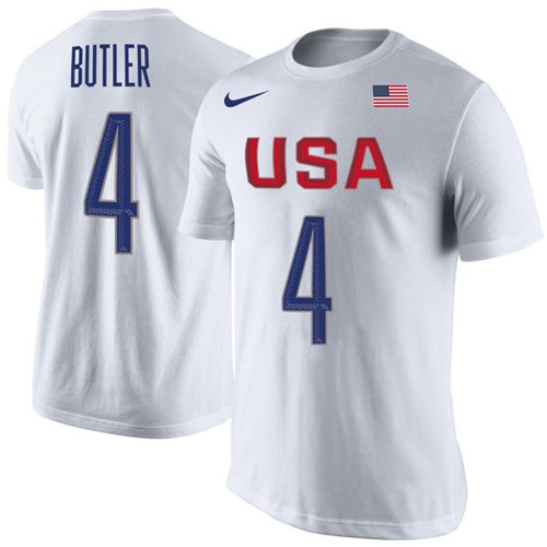Team USA #4 Jimmy Butler Basketball Nike Rio Replica Name & Number T-Shirt White Team USA #4 Jimmy Butler Basketball Nike Rio Replica Name & Number T-Shirt White