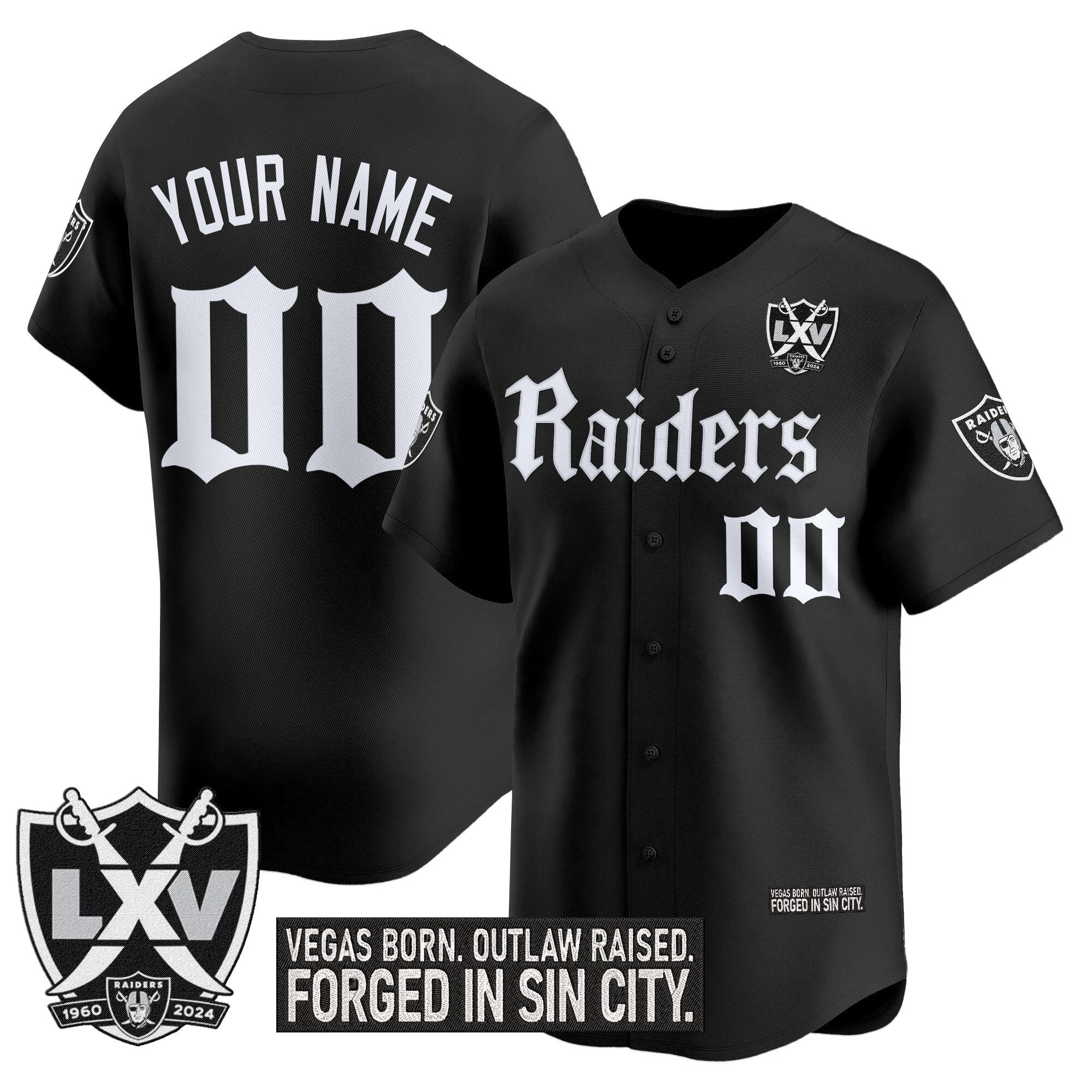 Custom Las Vegas Raiders Gothic Sin City Shadows Edition Vapor Baseball Jersey – All Stitched – Black Jersey