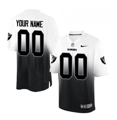 Men's Nike Oakland Raiders Customized Limited WhiteBlack Fadeaway NFL Jersey