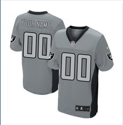 Men's Nike Oakland Raiders Customized Elite Grey Shadow NFL Jersey
