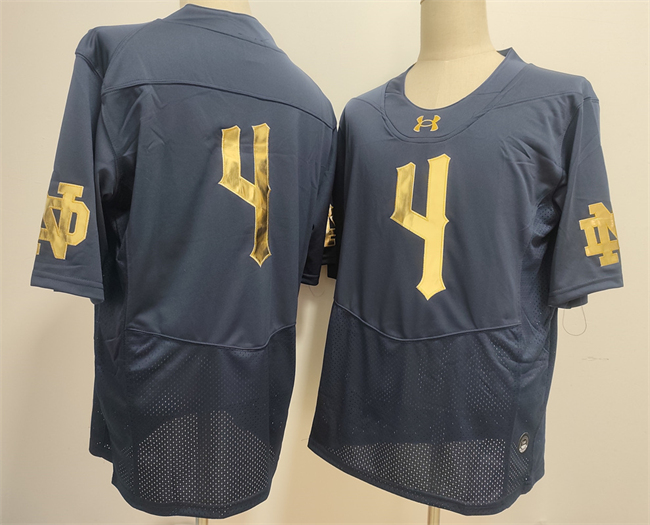Men's Notre Dame Fighting Irish #4 Jeremiyah Love Navy Limited Stitched Jersey 1 Men's Notre Dame Fighting Irish #4 Jeremiyah Love Navy Limited Stitched Jersey 1