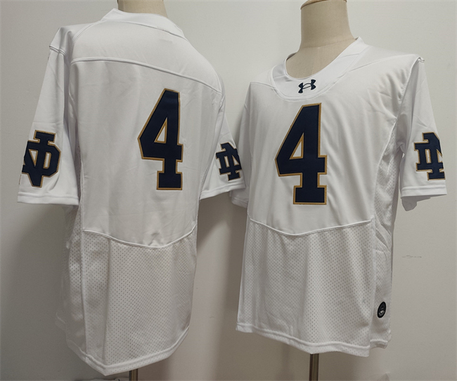 Men's Notre Dame Fighting Irish #4 Jeremiyah Love White Limited Stitched Jersey Men's Notre Dame Fighting Irish #4 Jeremiyah Love White Limited Stitched Jersey