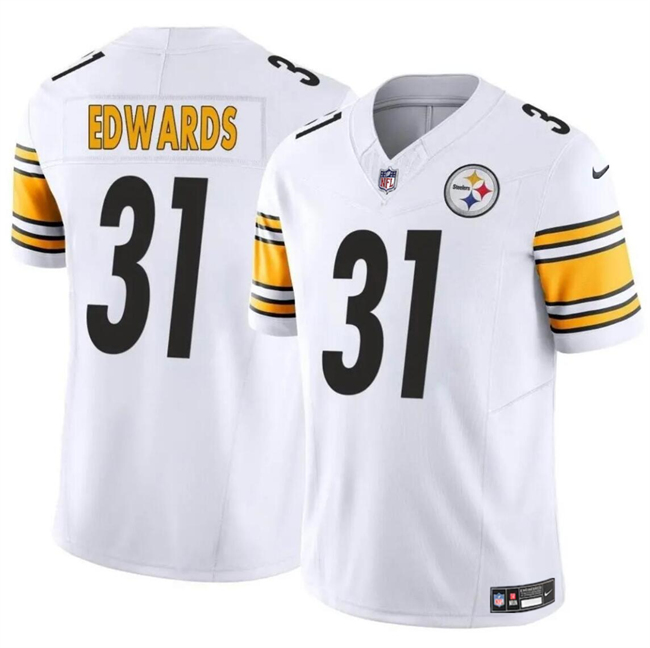 Youth Pittsburgh Steelers #31 Daijun Edwards White 2023 F.U.S.E. Vapor Untouchable Limited Stitched Football Jersey Youth Pittsburgh Steelers #31 Daijun Edwards White 2023 F.U.S.E. Vapor Untouchable Limited Stitched Football Jersey