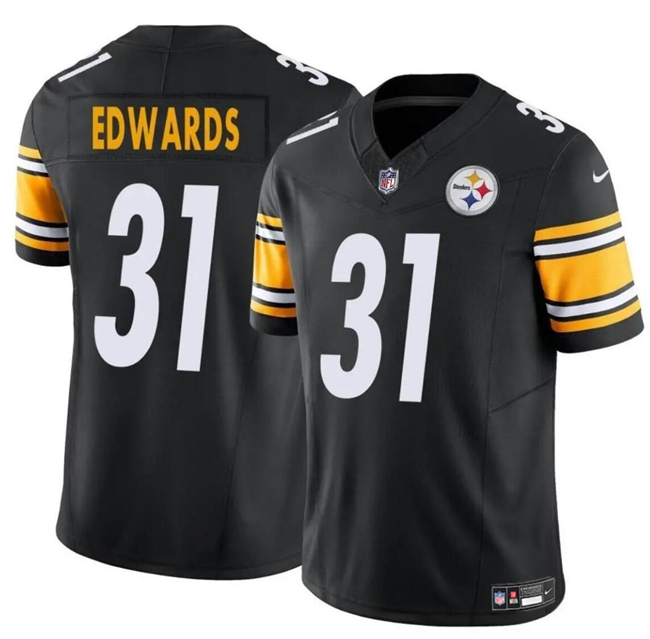 Youth Pittsburgh Steelers #31 Daijun Edwards Black 2024 F.U.S.E. Vapor Untouchable Limited Stitched Jersey Youth Pittsburgh Steelers #31 Daijun Edwards Black 2024 F.U.S.E. Vapor Untouchable Limited Stitched Jersey