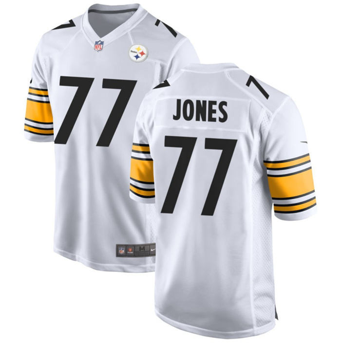 Youth Pittsburgh Steelers #77 Broderick Jones White 2023 Draft Stitched Game Jersey Youth Pittsburgh Steelers #77 Broderick Jones White 2023 Draft Stitched Game Jersey