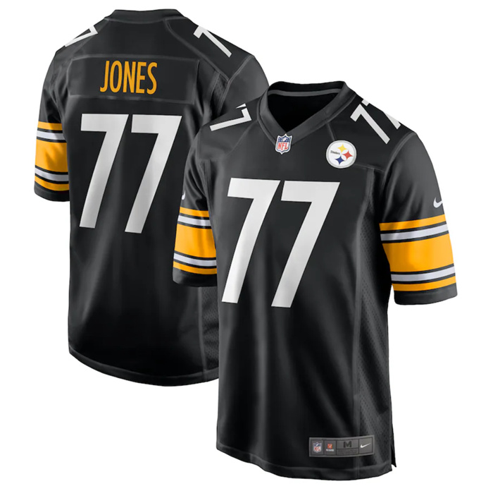 Youth Pittsburgh Steelers #77 Broderick Jones Black 2023 Draft Stitched Game Jersey Youth Pittsburgh Steelers #77 Broderick Jones Black 2023 Draft Stitched Game Jersey