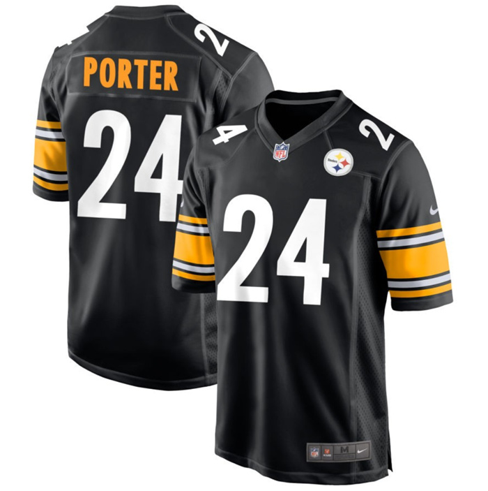 Youth Pittsburgh Steelers #24 Joey Porter Jr. Black 2023 Draft Stitched Game Jersey Youth Pittsburgh Steelers #24 Joey Porter Jr. Black 2023 Draft Stitched Game Jersey