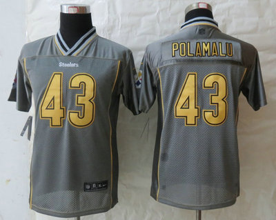 Youth NEW Pittsburgh Steelers #43 Troy Polamalu Grey Vapor Elite Jerseys Youth NEW Pittsburgh Steelers #43 Troy Polamalu Grey Vapor Elite Jerseys