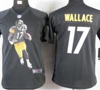 Nike youth Pittsburgh Steelers #17 Wallace Black Portrait Fashion Game Jerseys