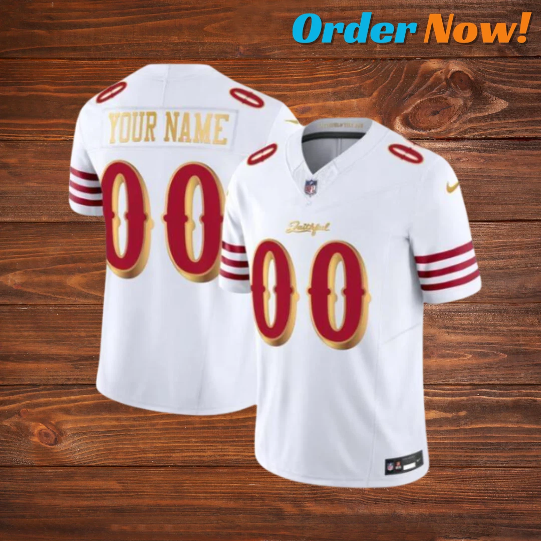Custom Men's San Francisco 49ers White Gold 2025 F.U.S.E. “Rivalries” Vapor Limited Stitched Football Jersey Custom Men's San Francisco 49ers White Gold 2025 F.U.S.E. “Rivalries” Vapor Limited Stitched Football Jersey