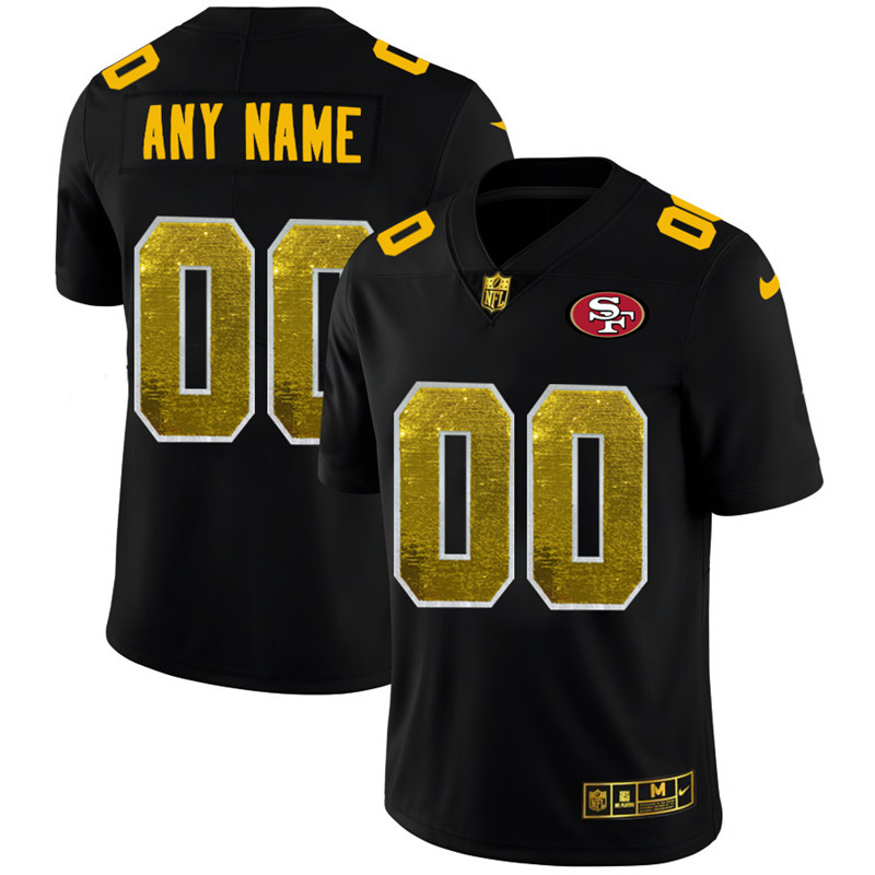 San Francisco 49ers Custom Men's Black Nike Golden Sequin Vapor Limited NFL Jersey San Francisco 49ers Custom Men's Black Nike Golden Sequin Vapor Limited NFL Jersey