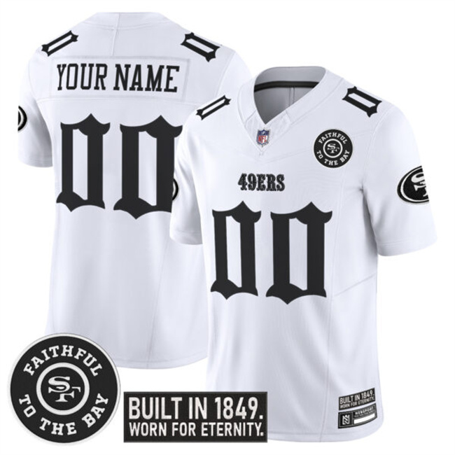 Men's San Francisco 49ers Active Player Custom White F.U.S.E. 'Fog City Gothic Edition' Vapor Limited Stitched Football Jersey Men's San Francisco 49ers Active Player Custom White F.U.S.E. 'Fog City Gothic Edition' Vapor Limited Stitched Football Jersey
