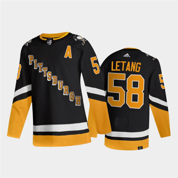 Men's Pittsburgh Penguins #58 Kris Letang 2021 2022 Black Stitched Jersey Men's Pittsburgh Penguins #58 Kris Letang 2021 2022 Black Stitched Jersey
