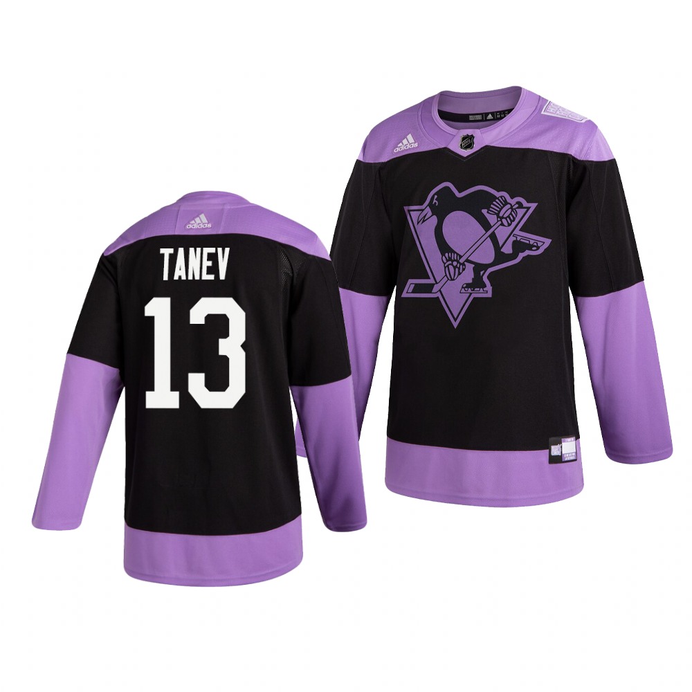 Penguins 13 Brandon Tanev Black Purple Hockey Fights Cancer Adidas Jersey Penguins 13 Brandon Tanev Black Purple Hockey Fights Cancer Adidas Jersey