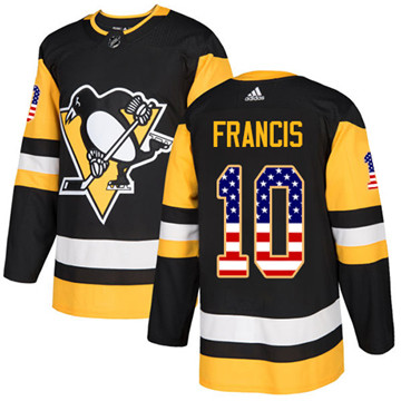 Adidas Penguins #10 Ron Francis Black Home Authentic USA Flag Stitched NHL Jersey Adidas Penguins #10 Ron Francis Black Home Authentic USA Flag Stitched NHL Jersey