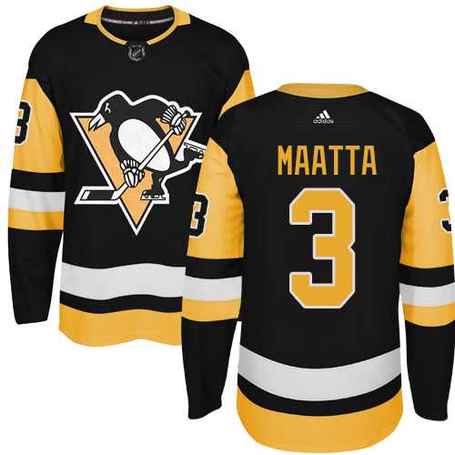 Adidas Penguins #3 Olli Maatta Black Alternate Authentic Stitched NHL Jersey