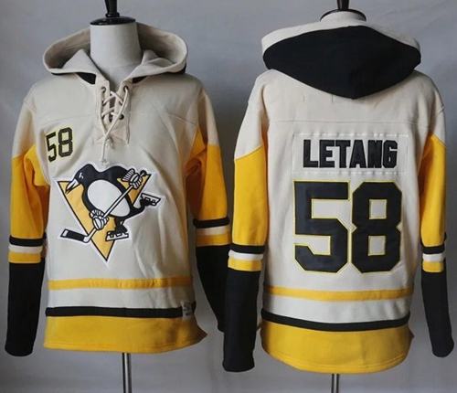 Penguins #58 Kris Letang CreamGold Sawyer Hooded Sweatshirt Stitched NHL Jersey Penguins #58 Kris Letang CreamGold Sawyer Hooded Sweatshirt Stitched NHL Jersey