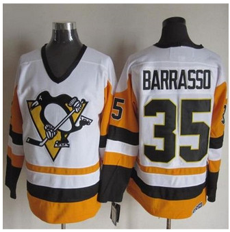 Pittsburgh Penguins #35 Tom Barrasso White Black CCM Throwback NHL Jersey Pittsburgh Penguins #35 Tom Barrasso White Black CCM Throwback NHL Jersey