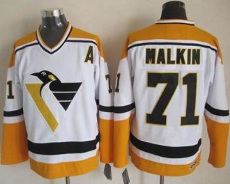 Pittsburgh Penguins #71 Evgeni Malkin White&Yellow CCM Throwback Stitched NHL Jersey Pittsburgh Penguins #71 Evgeni Malkin White&Yellow CCM Throwback Stitched NHL Jersey