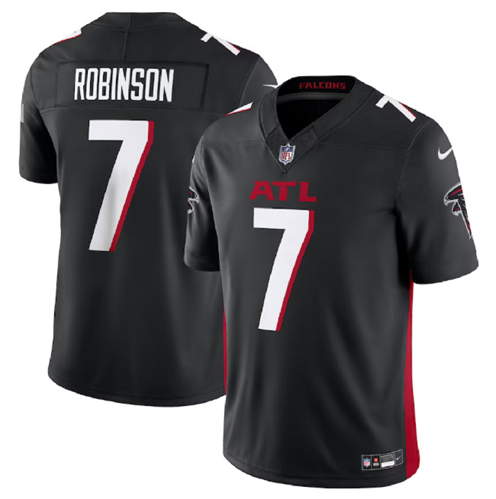 Men's Atlanta Falcons #7 Bijan Robinson Black 2023 F.U.S.E. Vapor Untouchable Limited Stitched Football Jersey Men's Atlanta Falcons #7 Bijan Robinson Black 2023 F.U.S.E. Vapor Untouchable Limited Stitched Football Jersey