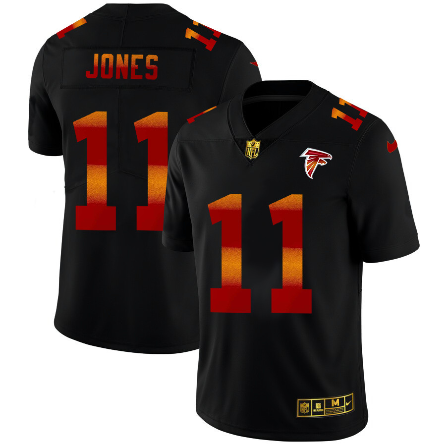 Atlanta Falcons #11 Julio Jones Men's Black Nike Red Orange Stripe Vapor Limited NFL Jersey Atlanta Falcons #11 Julio Jones Men's Black Nike Red Orange Stripe Vapor Limited NFL Jersey